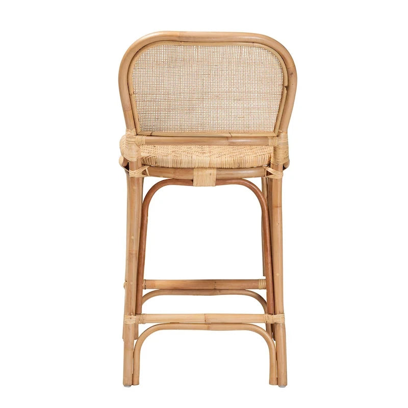 Nowoczesny boho hoker z naturalnego brązowego rattanu