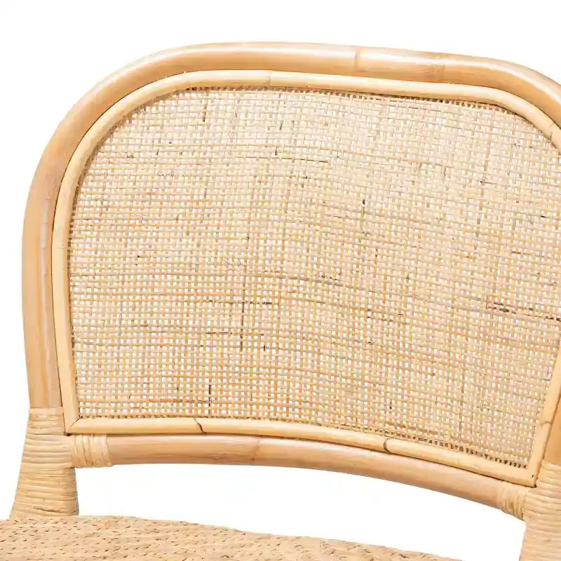 Nowoczesny boho hoker z naturalnego brązowego rattanu