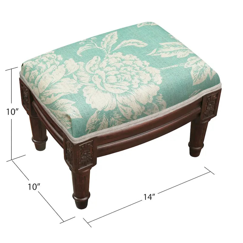 Aqua-Polsterhocker mit Holzlasur-Finish