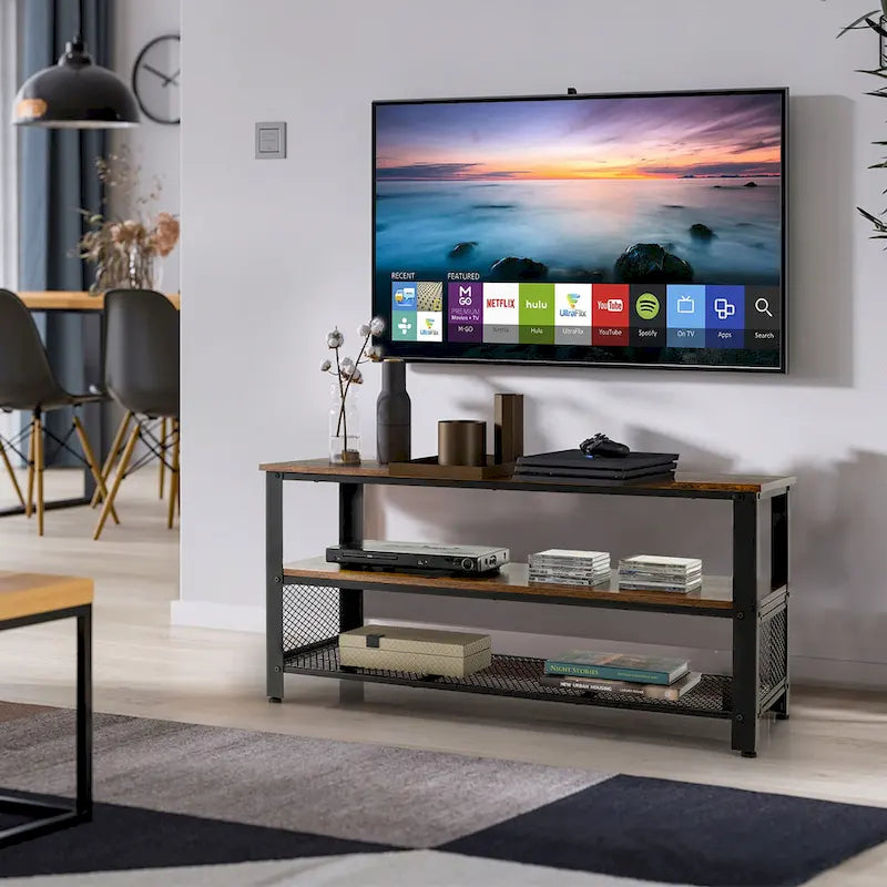 3-stufiger TV-Ständer mit offenen Ablagefächern, passend für Fernseher bis 50 Inch