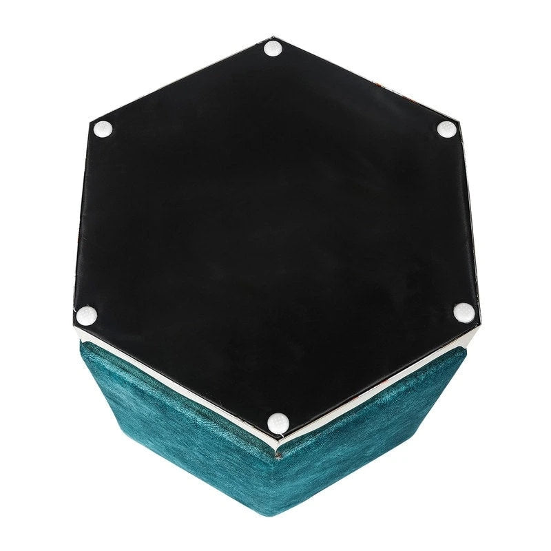 Reposapiés otomano hexagonal tapizado y taburete de tocador