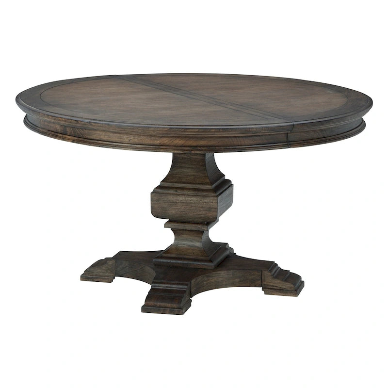 Ausziehbarer runder Esstisch mit Säulenfuß