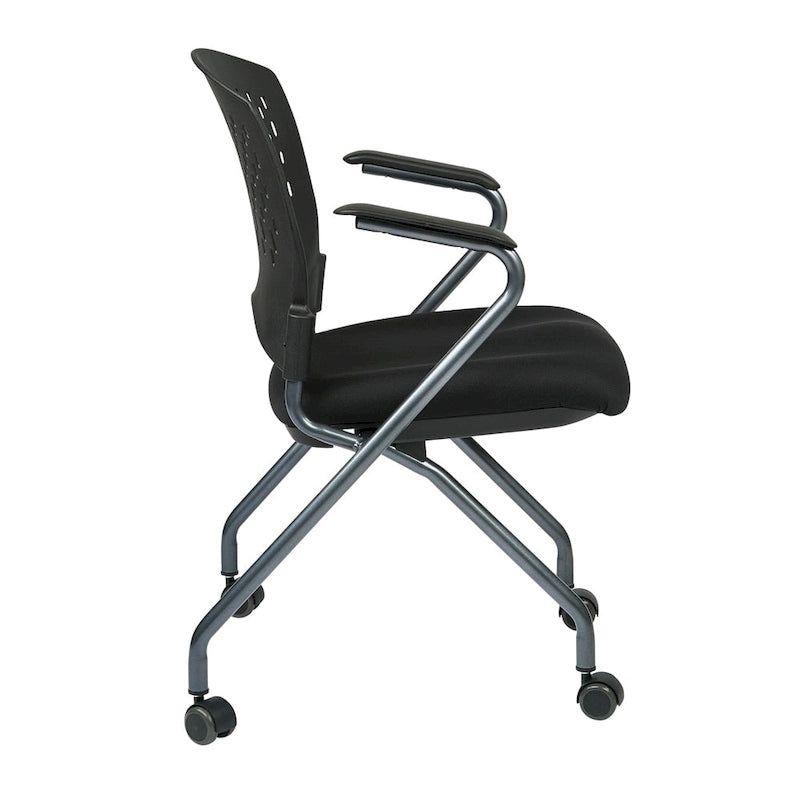 Chaise visiteur pliante avec dossier ventilé - lot de 2