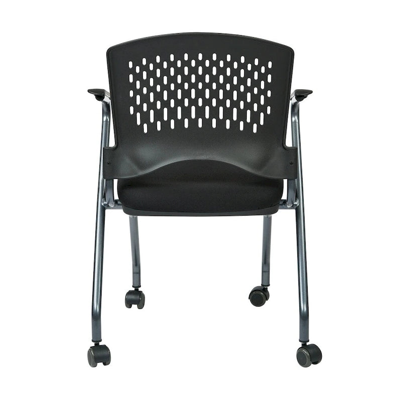 Chaise visiteur pliante avec dossier ventilé - lot de 2