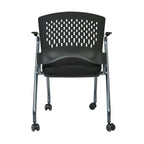 Chaise visiteur pliante avec dossier ventilé - lot de 2