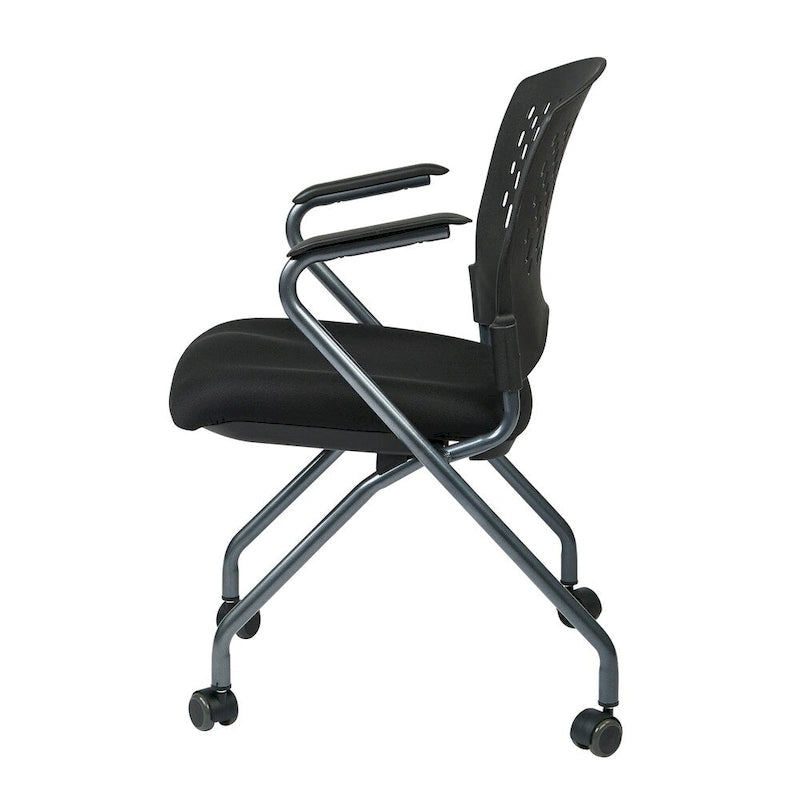 Chaise visiteur pliante avec dossier ventilé - lot de 2