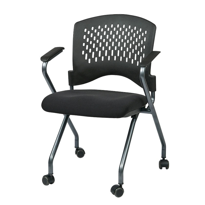 Chaise visiteur pliante avec dossier ventilé - lot de 2