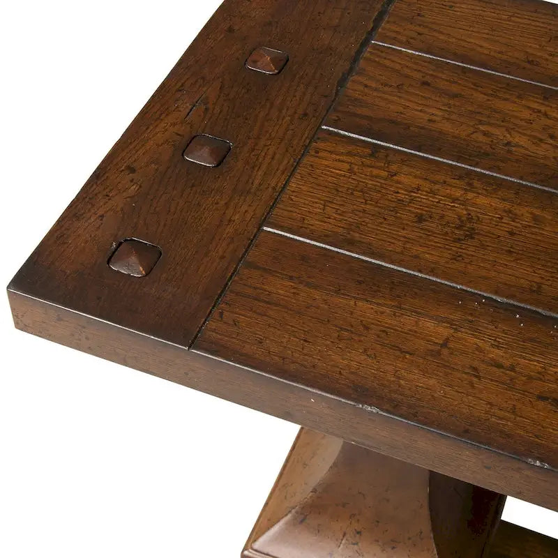 Sofatisch in Kona-Braun mit Tischplatte aus Eichenholzplanken
