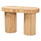 Table console bohème en rotin naturel