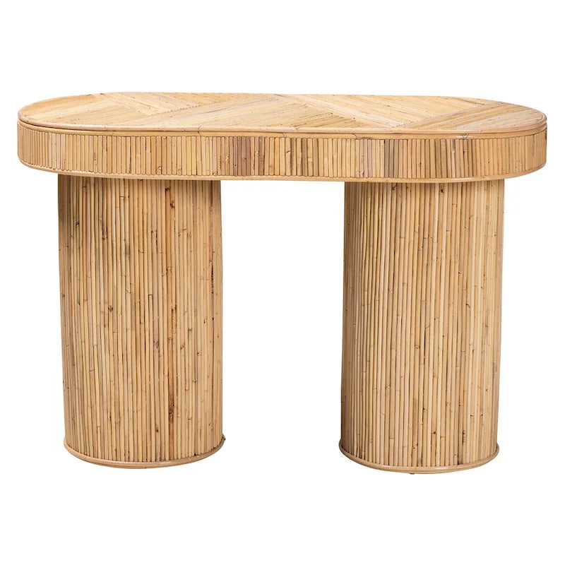 Table console bohème en rotin naturel