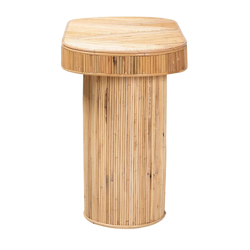 Table console bohème en rotin naturel