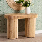 Table console bohème en rotin naturel