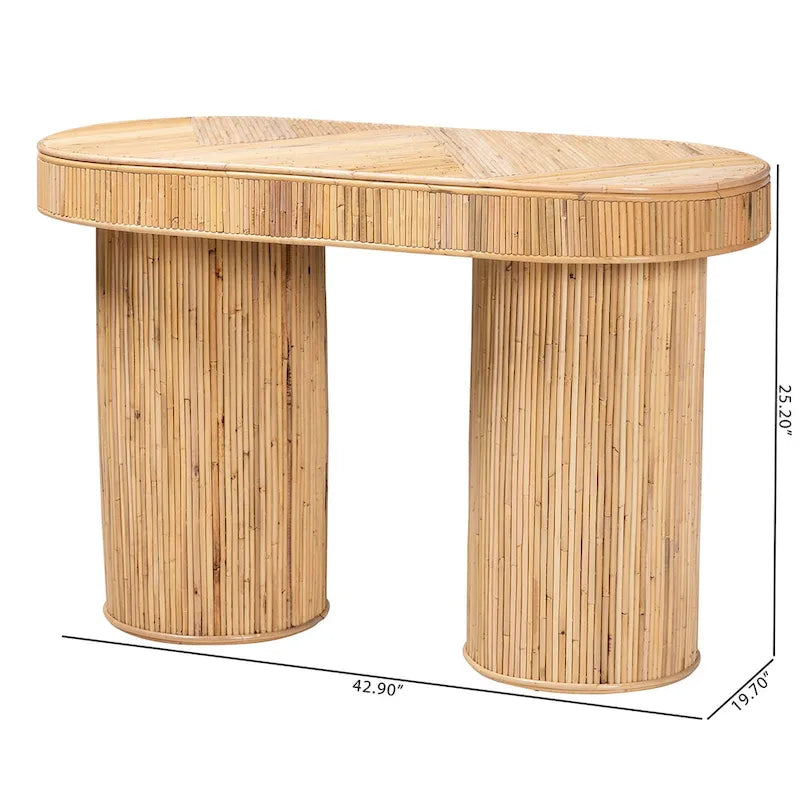 Table console bohème en rotin naturel