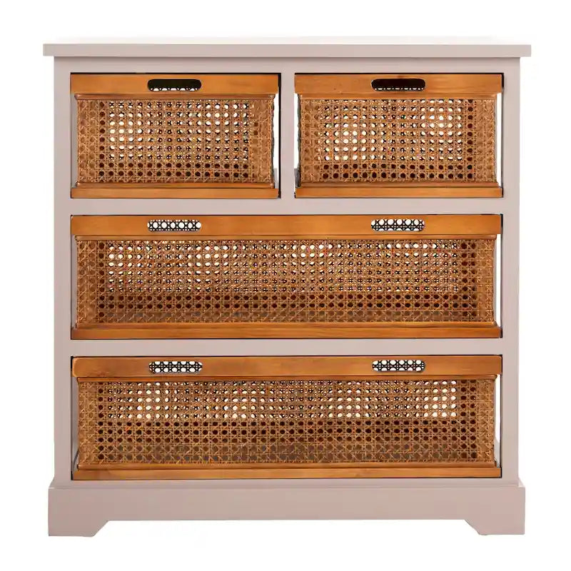 4-Drawer Storage Cabinet with Cane Baskets - 29W x 14D x 30H