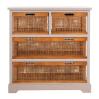 4-Drawer Storage Cabinet with Cane Baskets - 29W x 14D x 30H