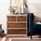 4-Drawer Storage Cabinet with Cane Baskets - 29W x 14D x 30H