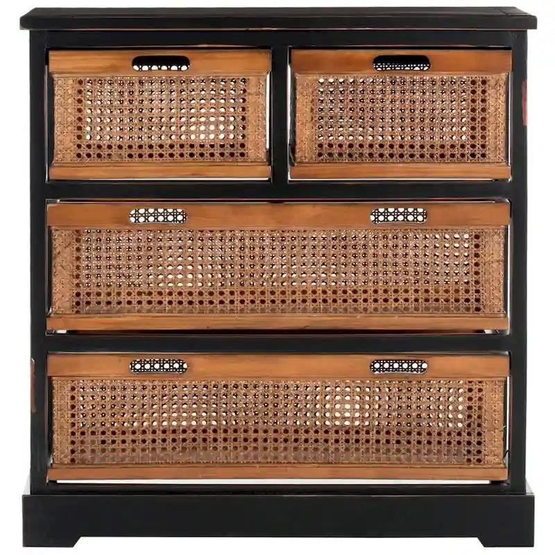 4-Drawer Storage Cabinet with Cane Baskets - 29W x 14D x 30H