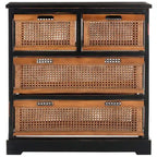 4-Drawer Storage Cabinet with Cane Baskets - 29W x 14D x 30H