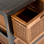 4-Drawer Storage Cabinet with Cane Baskets - 29W x 14D x 30H