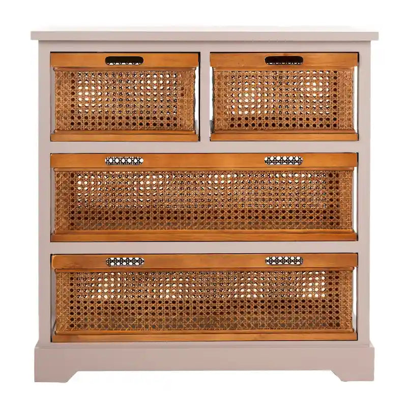 4-Drawer Storage Cabinet with Cane Baskets - 29W x 14D x 30H