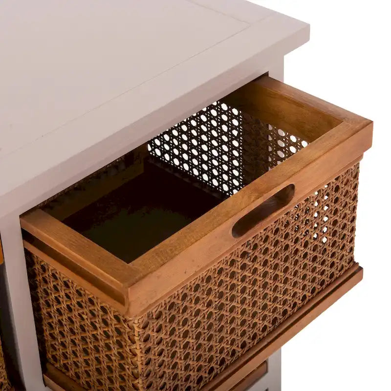 4-Drawer Storage Cabinet with Cane Baskets - 29W x 14D x 30H