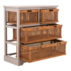 4-Drawer Storage Cabinet with Cane Baskets - 29W x 14D x 30H
