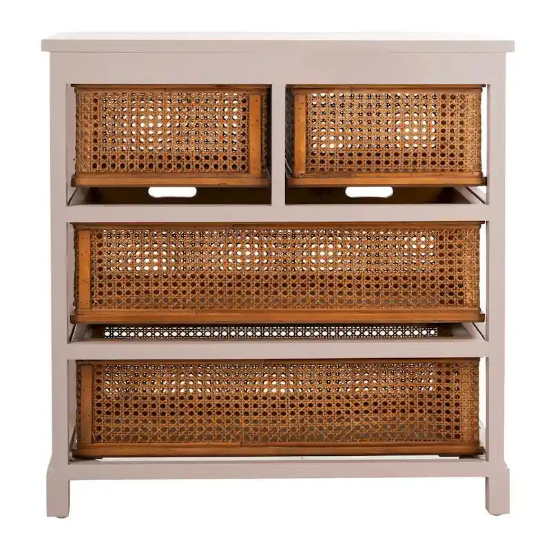 4-Drawer Storage Cabinet with Cane Baskets - 29W x 14D x 30H