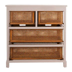 4-Drawer Storage Cabinet with Cane Baskets - 29W x 14D x 30H