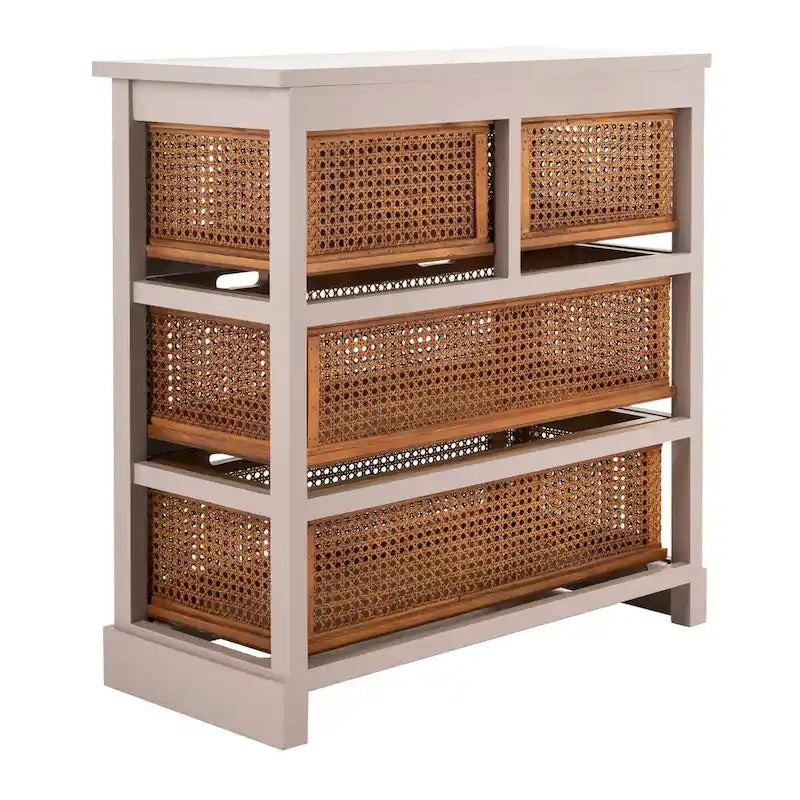 4-Drawer Storage Cabinet with Cane Baskets - 29W x 14D x 30H