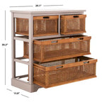 4-Drawer Storage Cabinet with Cane Baskets - 29W x 14D x 30H