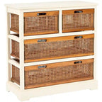 4-Drawer Storage Cabinet with Cane Baskets - 29W x 14D x 30H