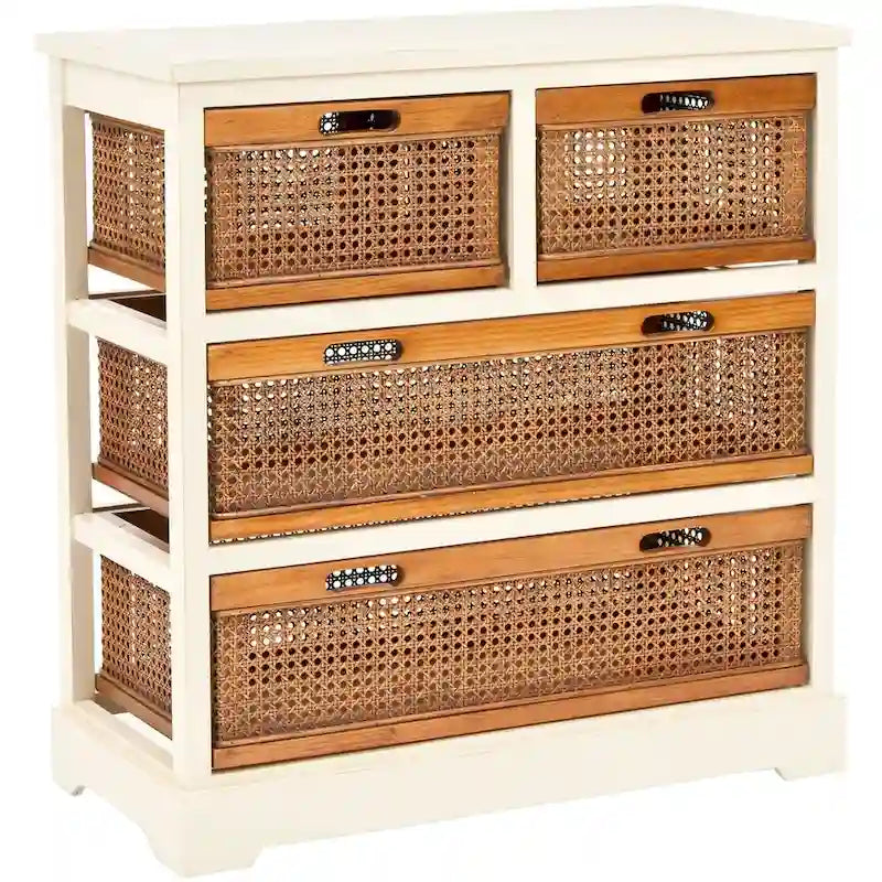 4-Drawer Storage Cabinet with Cane Baskets - 29W x 14D x 30H