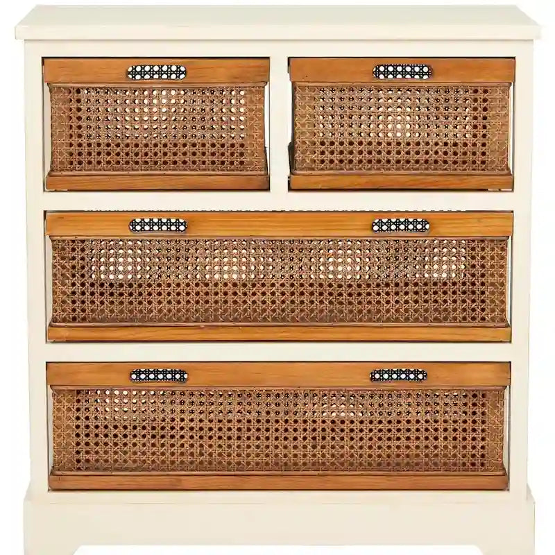 4-Drawer Storage Cabinet with Cane Baskets - 29W x 14D x 30H
