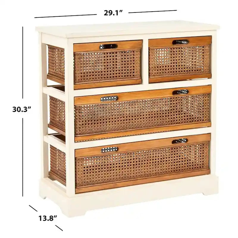4-Drawer Storage Cabinet with Cane Baskets - 29W x 14D x 30H