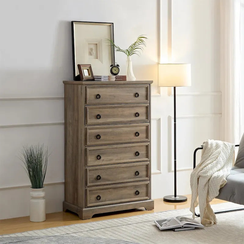 6-Drawer Dresser with Wide Slides – Bedroom Storage Organizer