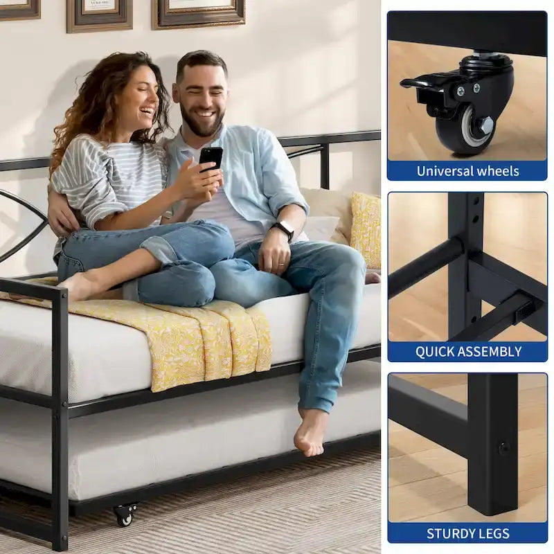 Einzelbett-Tagesbett mit ausziehbarem Unterbett