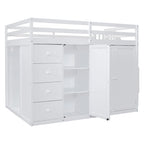 Hochbett aus Holz in Full-Größe mit Kleiderschrank, Schubladen und Stauraumtreppe