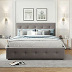 Polsterbett in Queen Size aus Leinenstoff mit 2 Schubladen und Twin-XL-Ausziehbett