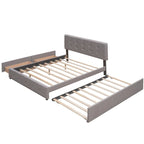 Polsterbett in Queen Size aus Leinenstoff mit 2 Schubladen und Twin-XL-Ausziehbett