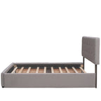 Polsterbett in Queen Size aus Leinenstoff mit 2 Schubladen und Twin-XL-Ausziehbett