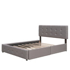 Polsterbett in Queen Size aus Leinenstoff mit 2 Schubladen und Twin-XL-Ausziehbett