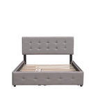 Polsterbett in Queen Size aus Leinenstoff mit 2 Schubladen und Twin-XL-Ausziehbett