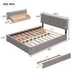 Polsterbett in Queen Size aus Leinenstoff mit 2 Schubladen und Twin-XL-Ausziehbett