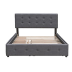 Polsterbett in Queen Size aus Leinenstoff mit 2 Schubladen und Twin-XL-Ausziehbett