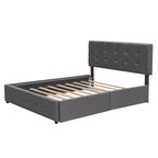 Polsterbett in Queen Size aus Leinenstoff mit 2 Schubladen und Twin-XL-Ausziehbett