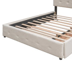 Polsterbett in Queen Size aus Leinenstoff mit 2 Schubladen und Twin-XL-Ausziehbett