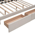Polsterbett in Queen Size aus Leinenstoff mit 2 Schubladen und Twin-XL-Ausziehbett