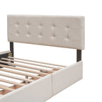 Polsterbett in Queen Size aus Leinenstoff mit 2 Schubladen und Twin-XL-Ausziehbett