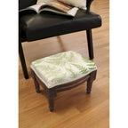 Jade Green Fern Footstool with wood stained finish