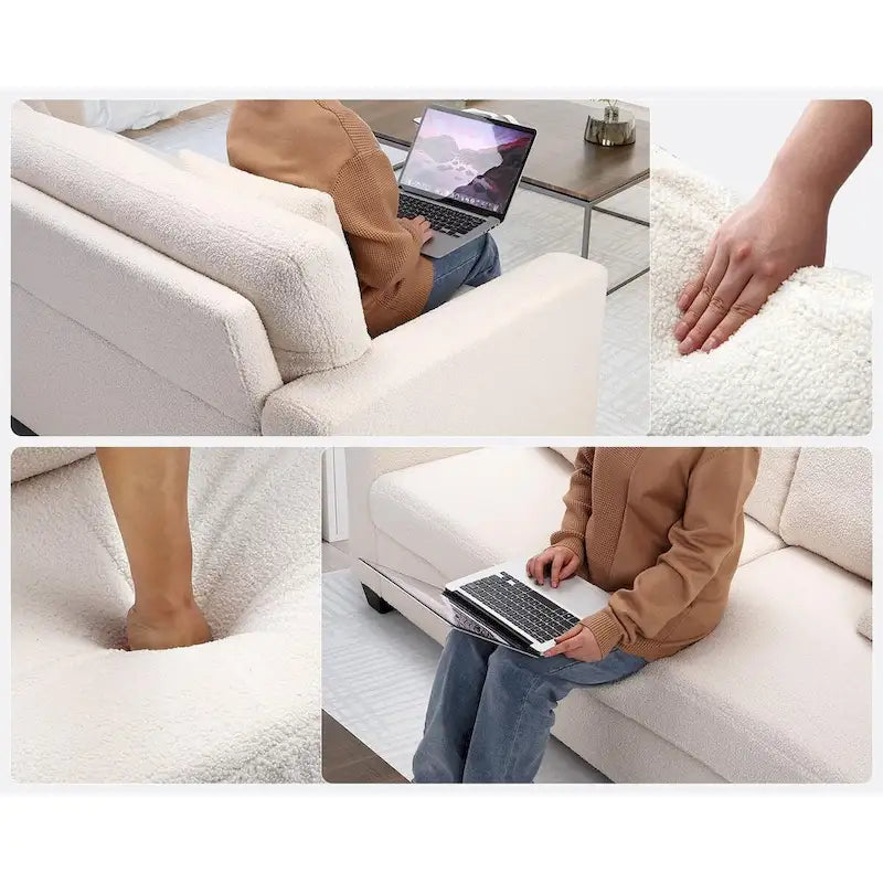 82-Inch-3-Sitzer-Sofa mit tiefer Sitzfläche und gepolstertem Gestell
